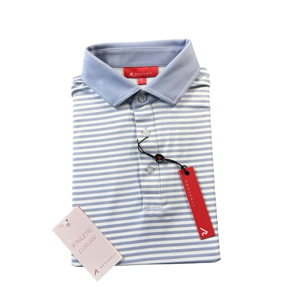 Redvanly Baker Polo Mens Small Baby Lavender White Striped Golf Shirt R2414 NEW